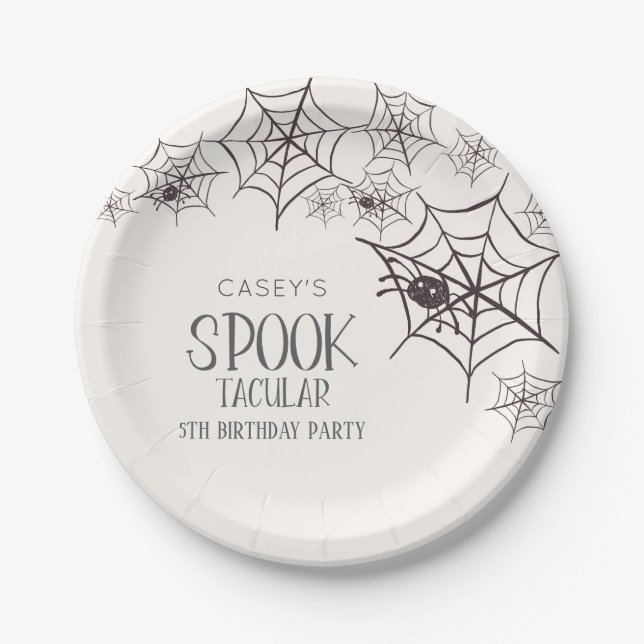 Spooktacular Halloween Birthday Party Spider Webs Paper Plates (Front)