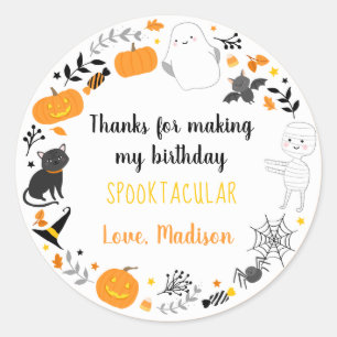 Spooktacular Halloween Birthday Thank You Classic Round Sticker