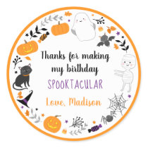 Spooktacular Halloween Birthday Thank You Classic Round Sticker