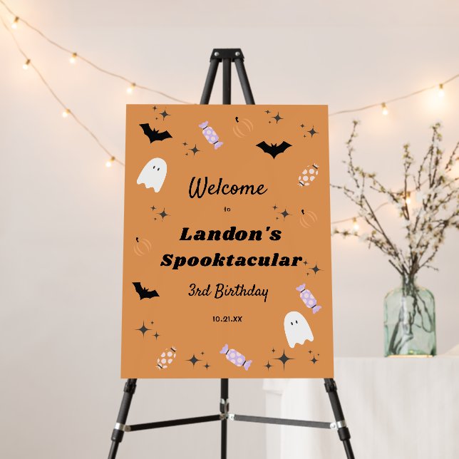 Spooktacular Halloween Birthday Welcome Sign (In Situ (Stand))