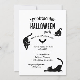 Spooktacular Halloween Black Cats Party Invitation