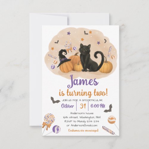 Spooktacular Halloween Candy Birthday  Invitation