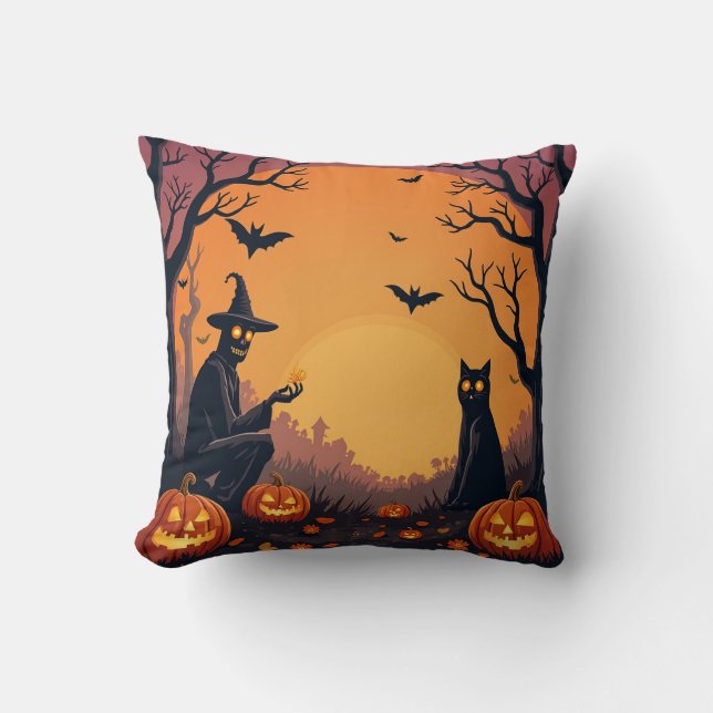 Spooktacular Halloween Cushions: Enchant Your Home Throw Pillow (Front)