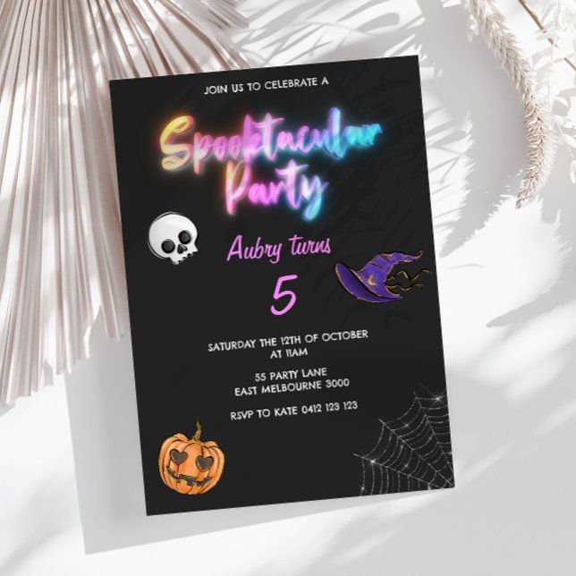 Spooktacular Halloween Cute Colouful Kids Birthday Invitation (Creator Uploaded)