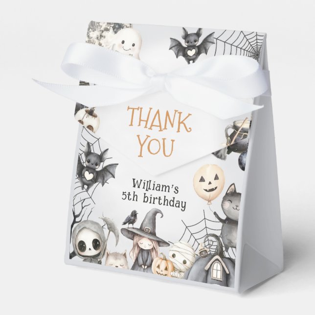 Spooktacular Halloween Cute Ghost Birthday Party Favor Boxes (Front Side)