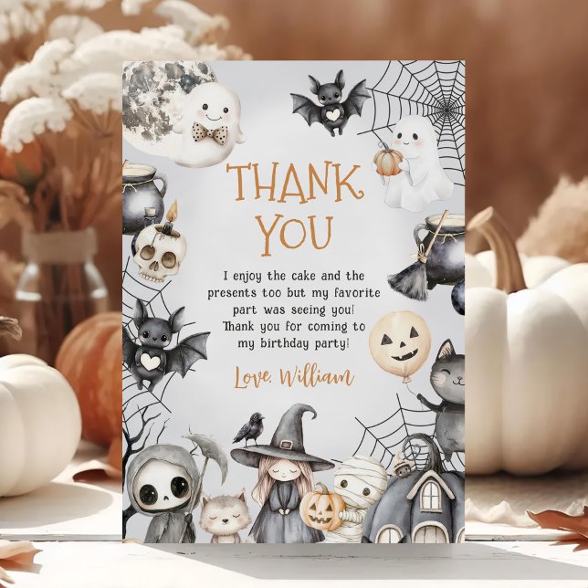 Spooktacular Halloween Cute Ghost Birthday Party Thank You Card (Creator Uploaded)