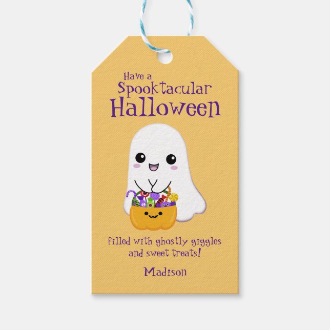 Spooktacular Halloween Cute Ghost Gift Tags (Front)