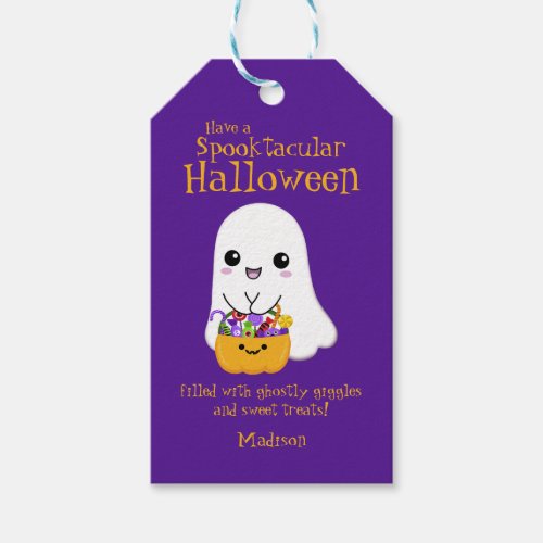 Spooktacular Halloween Cute Ghost Purple Gift Tags