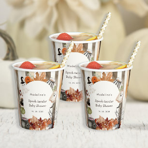 Spooktacular Halloween Ghost Pumpkin Baby Shower Paper Cups