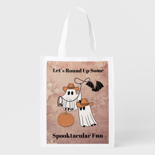 Spooktacular Halloween Ghost Trick or Treat Grocery Bag