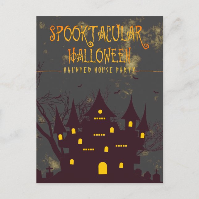 Spooktacular Halloween Haunted House Party Postcard (Front)