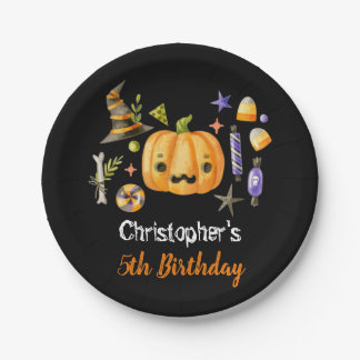 Spooktacular Halloween Kids Birthday Party Black Paper Plates