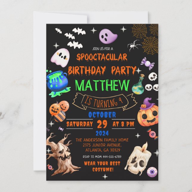 Spooktacular Halloween Kids Birthday Party Invitation (Front)