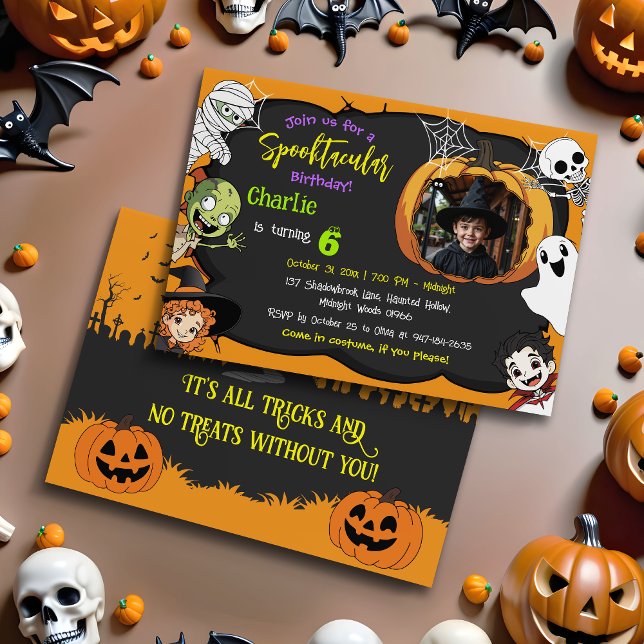 Spooktacular Halloween Monster Photo Kids Birthday Invitation (Creator Uploaded)
