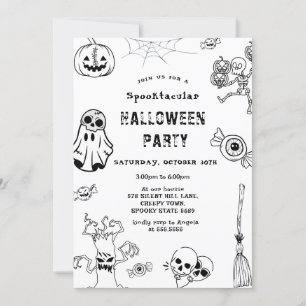 Spooktacular Halloween Party Balck Invitation