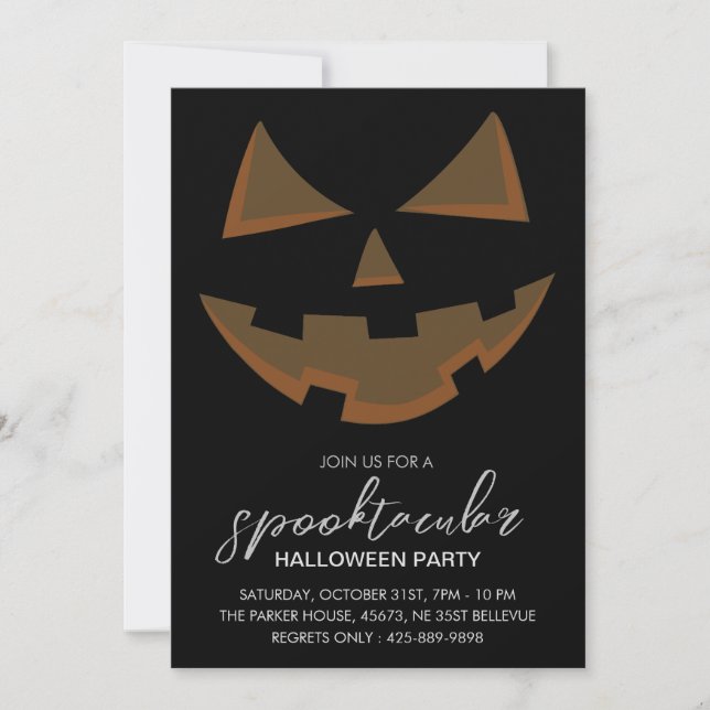 Spooktacular Halloween Party Black Invitation (Front)