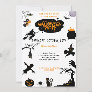 Spooktacular Halloween Party Black Orange Invitation