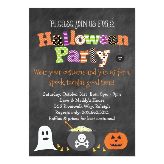 Spooktacular Halloween Party Chalkboard Invitation