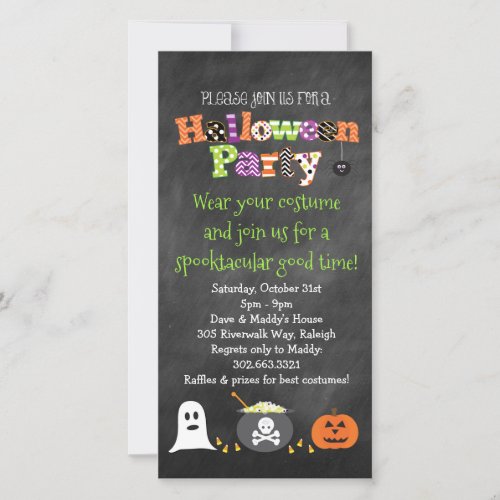 Spooktacular Halloween Party Chalkboard Invitation