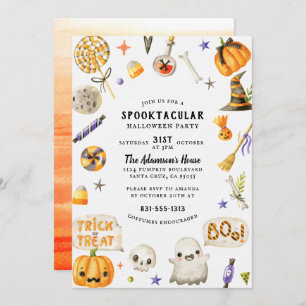 Spooktacular Halloween Party Cute Rustic Script Invitation