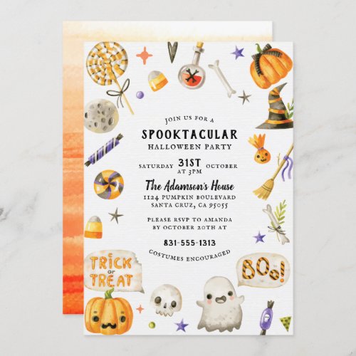 Spooktacular Halloween Party  Cute Rustic Script Invitation