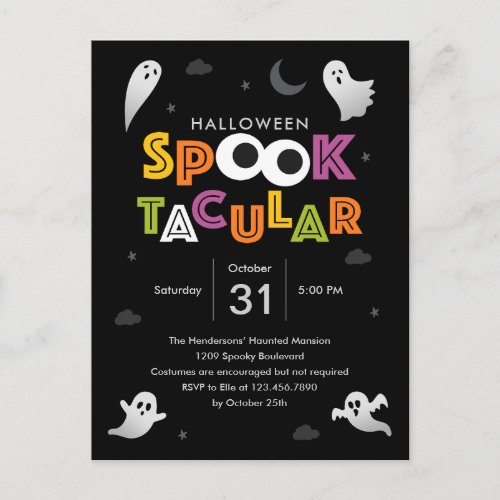 Spooktacular Halloween Party Invitation Postcard