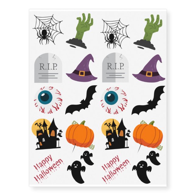 Spooktacular Halloween Party Temporary Tattoos (Front)