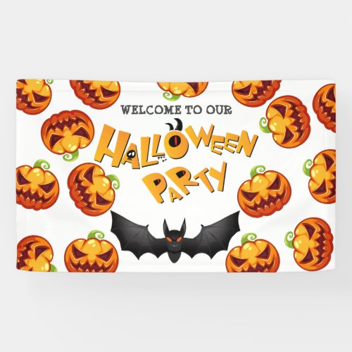 Spooktacular Halloween Party Vampire Bat Welcome Banner