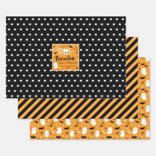 Spooktacular Halloween Patterns Wrapping Paper Sheets