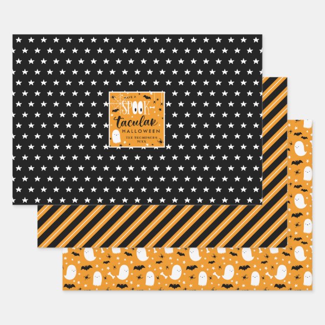 Spooktacular Halloween Patterns Wrapping Paper Sheets (Set)