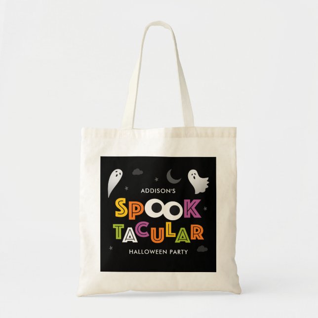 Spooktacular Halloween Personalized Treat Bag Tote (Front)
