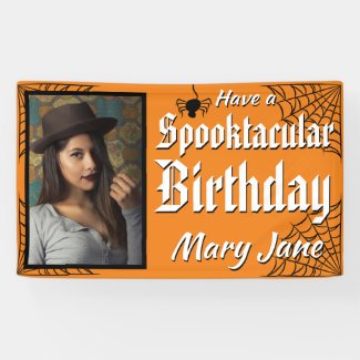 Spooktacular Halloween Photo Birthday Banner