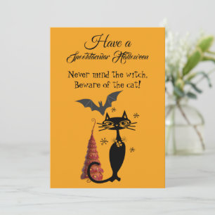 Spooktacular Halloween Poem Black Cat Cute Creepy Holiday Card