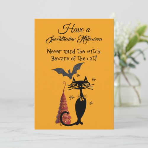  Spooktacular Halloween Poem Black Cat Cute Creepy Holiday Card