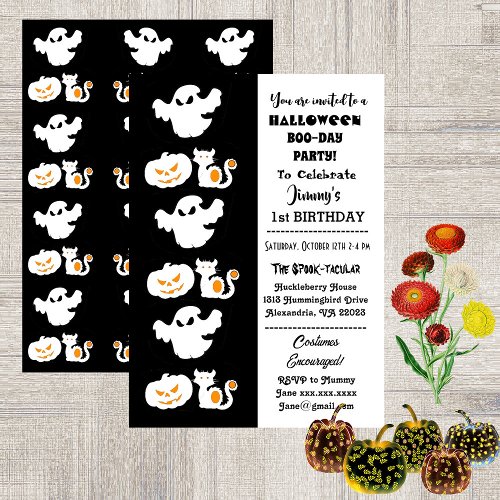 Spooktacular Halloween Pumpkins Boo 1st Birthday  Invitation