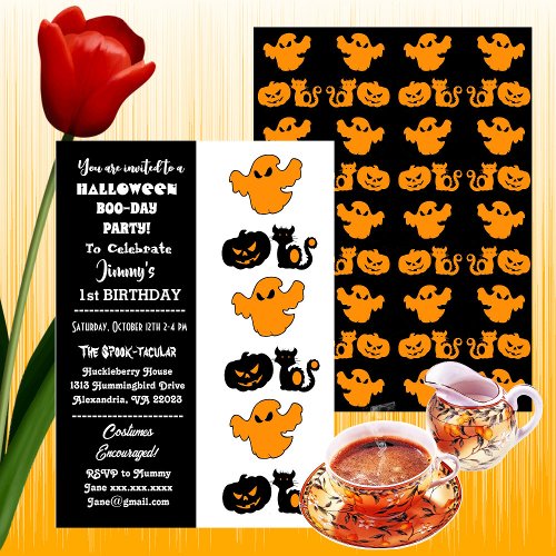 Spooktacular Halloween Pumpkins Boo 1st Birthday  Invitation