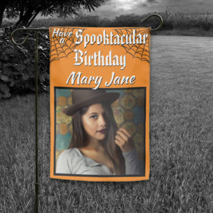 Spooktacular Halloween Spider Photo Birthday Garden Flag