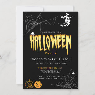 Spooktacular Halloween Spider Web Witch Party Invitation
