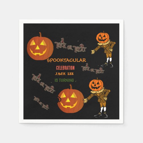 Spooktacular Halloween Trick or Treat Birthday  Napkins