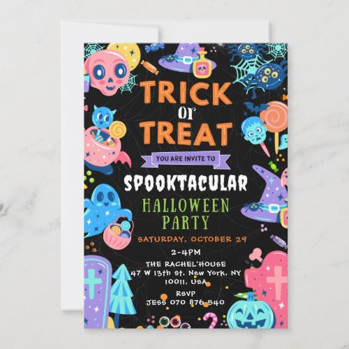 Spooktacular Halloween Trick or Treat Pumpkin Invitation