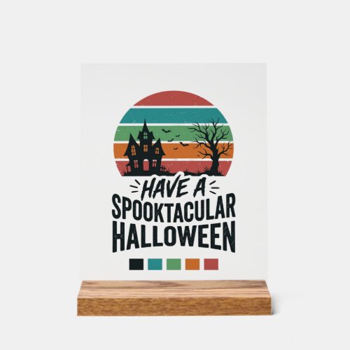 Spooktacular Halloween Vintage Engraving Shirt Des Acrylic Sign