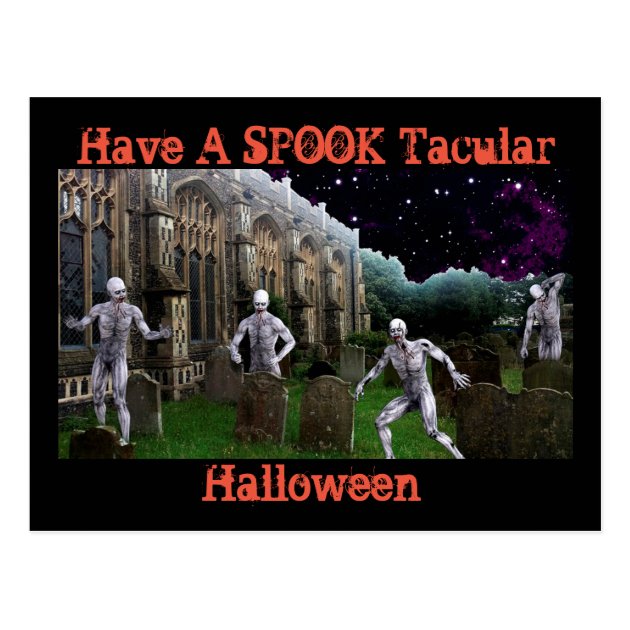 Spooktacular Halloween With Zombies Postcard