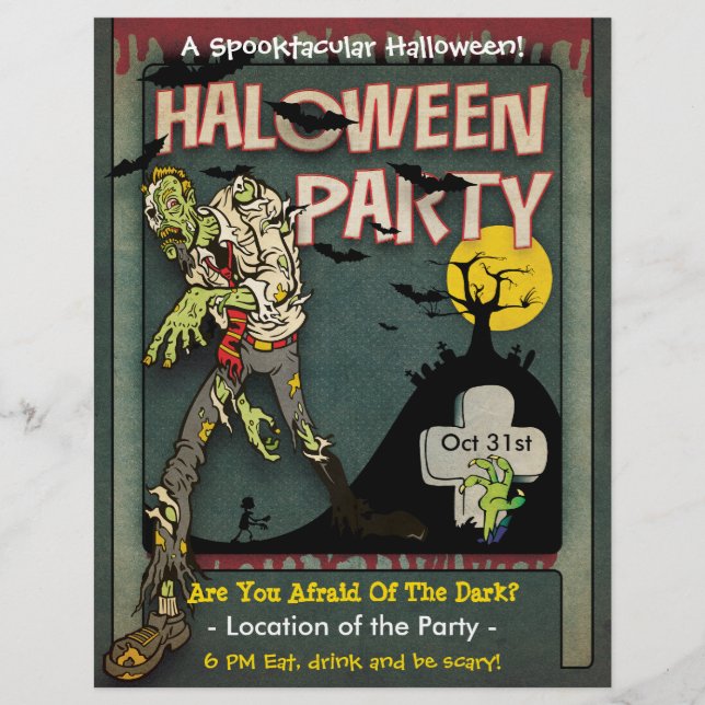 Spooktacular Halloween Zombie Party Flyer (Front)