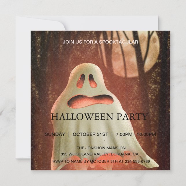 Spooktacular Haunted House Halloween Party Ghost Invitation (Front)