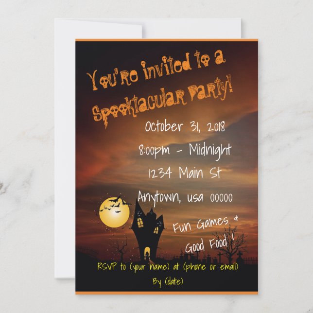 Spooktacular Haunted House Halloween Party Invitation (Front)