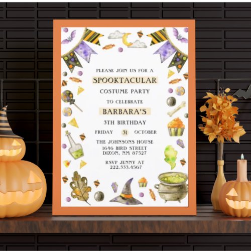 Spooktacular Kids Birthday Party Halloween  Holiday Card