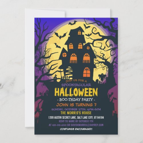 Spooktacular Kids Costume Halloween Birthday Party Invitation