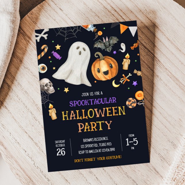 Spooktacular Kids Cute Halloween Costume Party Invitation (Spooktacular Halloween Costume Party Invitation )