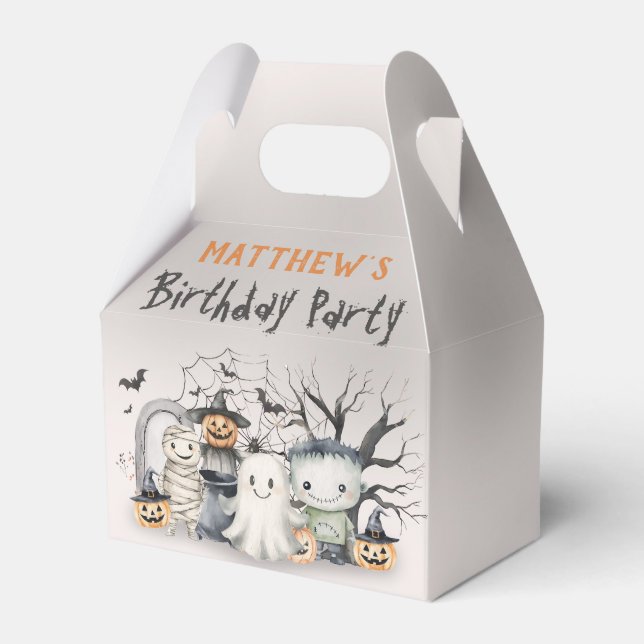 Spooktacular Kids Halloween Birthday Favor Boxes (Front Side)