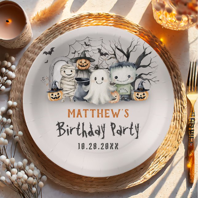 Spooktacular Kids Halloween Birthday Paper Plates (Creator Uploaded)